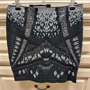 Express Black and Silver Sequin Mini Skirt